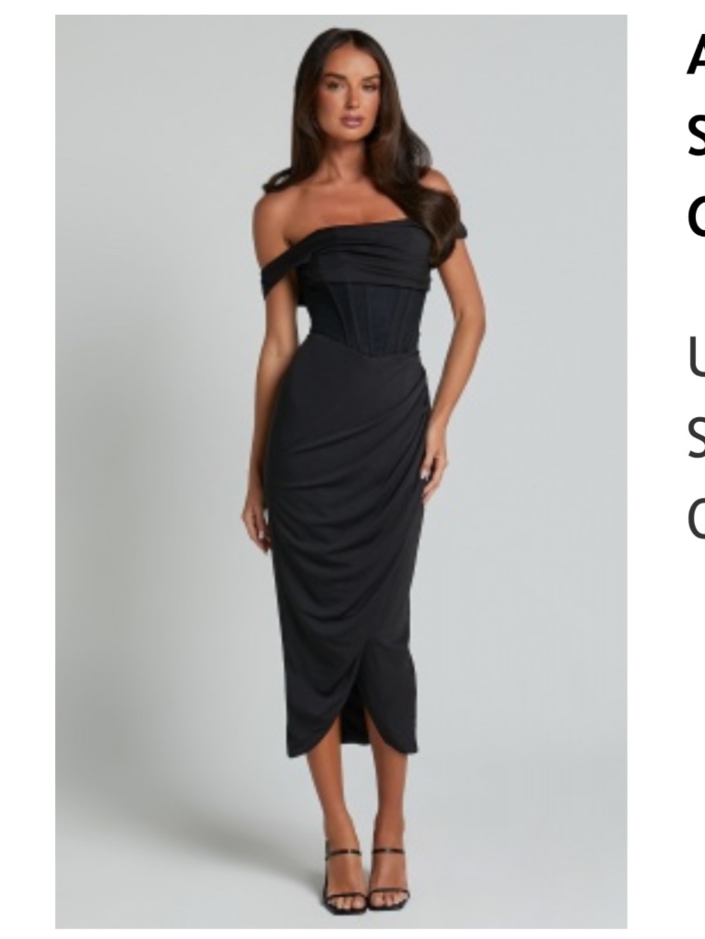 NWT Showpo AIDIA MIDI DRESS - OFF SHOULDER DRAPED CORSET DRESS